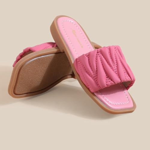 Girls Summer PU Leather Dress Flat Sandals Princess Slip On Beach Slides Shoes3