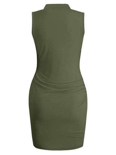 Image of AUXDIO Women Summer Bodycon Dresses Casual Tank Sleeveless Ruched Wrap 2026 Party Club Mini Dress