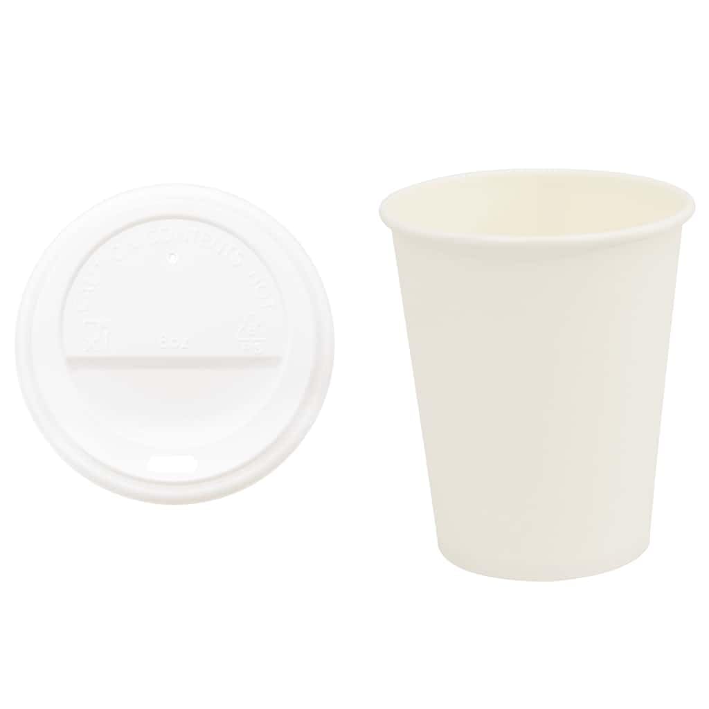 1000 bicchieri di carta con coperchi, 200 ml, usa e getta, per feste, ufficio e viaggi, a prova di perdite, colore bianco