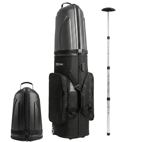 STUFFSTASH Bolsa de viagem de golfe para companhias aéreas com rodas, estojo rígido de ABS para viagem, barra de suporte interno, zíperes YKK, trava TSA, bolsos à prova d'água, bolsa de viagem para