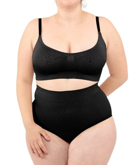 LEELA LAB Slip Contenitivo Donna a Vita Alta, Intimo Taglie Forti in Morbida Microfibra con Effetto Push-up,