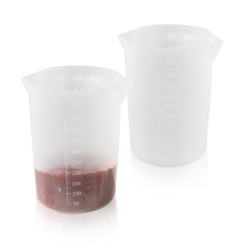 2 tazas medidoras de silicona de 450 ml, reutilizables y lavables para derretir chocolate, flexibles para apretar y verter líquidos, accesorios para hornear, cocinar, manualidades (2 unidades)
