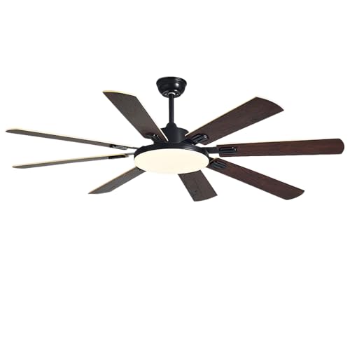 Ventilador de Techo con luz, Grande y silencioso, de 62 Pulgadas, con Luces LED de 72 W y Control Remoto, 6 velocidades, 8 aspas, para Sala de Estar, Dormitorio, Restaurante, casa