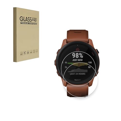 HYGMOCC Protector de pantalla para Garmin Forerunner 745 Película de vidrio templado, dureza 9H, antiarañazos, alta definición, sin burbujas (2 piezas)