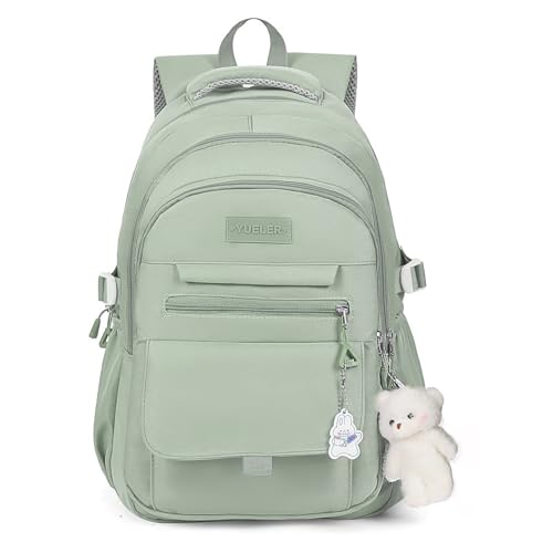 Image of PRLINJSK Girls Backpack for College High Middle School Student, Cute Aesthetic Bookbag for Teens Women with Accessories,Green