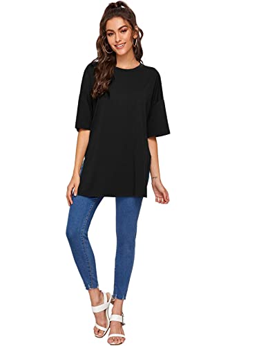 Floerns Women's Casual Basic Short Sleeve Loose T-Shirt Tee Tops Black S #TOP3