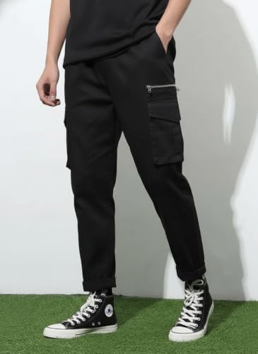 Image of GRECIILOOKS Men's Cargo Pants | 6 Pocket Cotton Cargo Joggers for Men | Loose Fit Stylish Pant with Pockets | Casual Baggy Trousers & Streetwear Lower