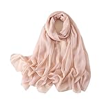 KXQYIKYI Bufanda de seda de color liso para mujer, Hijab largo y suave, chal musulmán, diadema, bufandas, pañuelo de playa para mujer (bs1317, talla única)