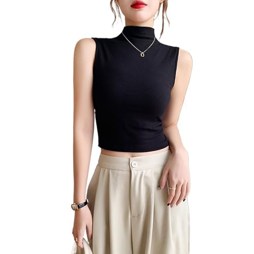Half high Neck Sleeveless Vest for Women, Slim fit and Short Cut with Exposed Navel top for Women