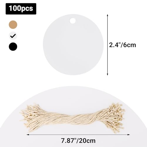 Étiquettes de prix avec corde suspendre 100 pièces blanches pour commerce - 2