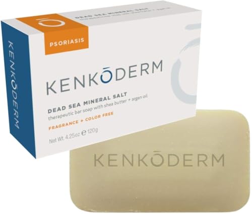 Kenkoderm Psoriasis Dead Sea Mineral Salt Soap with Argan Oil & Salicylic Acid, Natural Exfoliating...