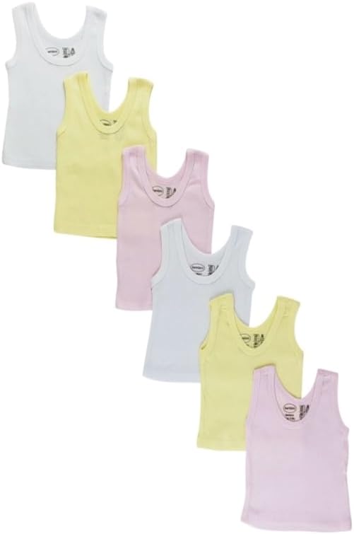 Baby Girl's Rib Knit Pastel Sleeveless Tank Top Shirt 6-Pack