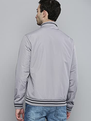 Image of The Indian Garage Co Men Slim Fit Solid Bomber Jackets
