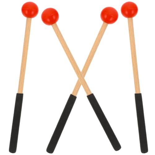 NOLITOY 2ペア 空霊鼓槌 ウッドドラムマレット パーカッションドラムマレット 木槌 パーカッションマレット ゴムドラムスティック 赤レンガの壁 ハンマー バチ 楽器 木材