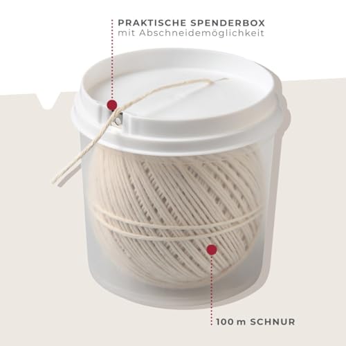 Fackelmann Grillschnur für Braten, Rouladen & Co – Bratenschnur für die Küche und den Grill – Küchengarn hitzebeständig bis 175° C, Beige