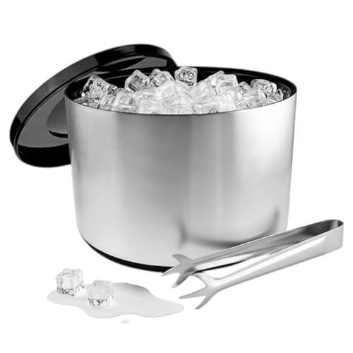Chabrias Ltd 10 Litre Ice Bucket Brushed Aluminium Effect Ice Cube Bucket Ice Buckets for Parties Bar Accessories Large Ice Bucket Beer Bucket Champagne Ice Bucket Ice Bucket with Lid