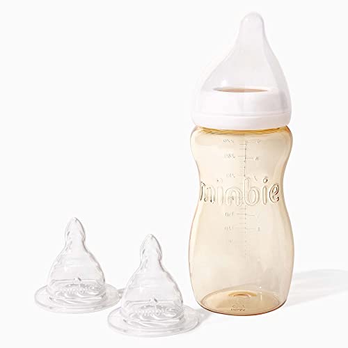 Image of Minbie 6 Months + Breastfeeding Baby Bottle - Anti Colic & Reflux, BPA Free PPSU