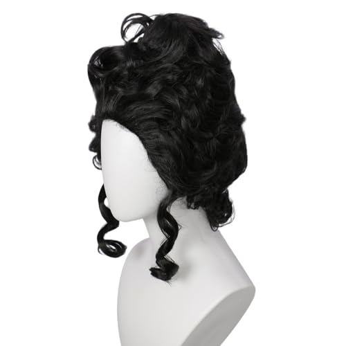 Image of Linfairy Short Black Retro Vintage Wig Big Bouffant Beehive Wigs for Women fits 50s 80s Halloween Costume