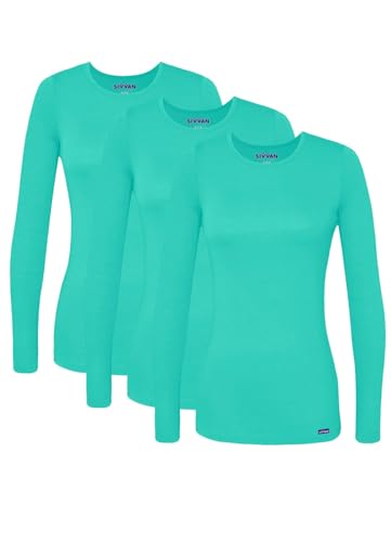 Image of Sivvan Scrubs for Women - Long Sleeve Comfort Underscrub Tee 3-Pack