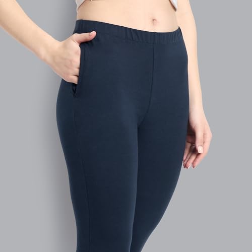 Image of ONE SKY Women Ankle Length Leggings | Premium Cotton Modal Spandex Blend | High Waist Stretchable & Bio-Washed Fabric | Colour-Lock | Ethnic Leggings for Women