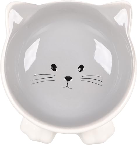 Katzennapf Keramik – 125 ml Ø13,8 cm – Elegante Schale für Katzen in Grau – Flamingo Katzennapf Puzi Grau