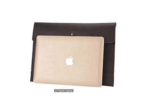 Image of men woman pu leather multifunction office documents bags A4 paper file pouch envelope bag conference, Brown, 13.8 inch(L)x9.8 inch(H) x 0.2 inch(W)