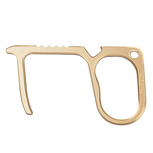 Preisvergleich Produktbild AhfuLife kontaktloser Türöffner hygienischer Haken Türen öffnen ohne Anfassen (1, Messing)