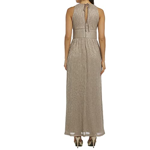 R&M Richards Womens Halter Metallic Evening Dress Gold 12 #TOP1