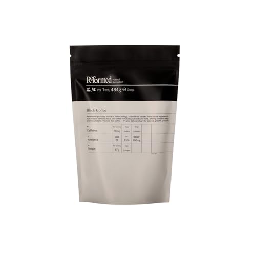 Reformed Collagen Black Coffee I High Protein Hydrolysed Collagen (Bovine) Functional Mushrooms 21 Vitamins & Minerals Instant I UK Made I 1 Month Supply