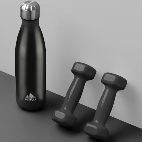 Image of Mont-Clair Stainless Steel Water Bottle, Vacuum insulated - BPA Free, 12h Hot & 24h Cold Drinks, Metal Water Bottle 34 oz Leakproof, Ideal for Adult, Kids, Running - Black
