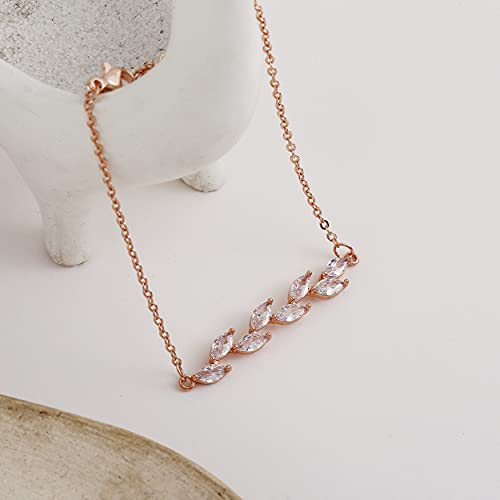 Viromy BL-CZ LEAF-17CM-ROSE GOLD Dainty Cubic Zirconia Leaf Bracelet thumb #5