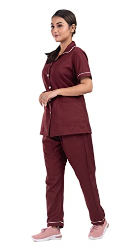 Image of Unisex Nurse Uniform With Normal Length Half Sleeves Top With 2 Pockets Regular Fit Pant Two Side Pockets - Ideals for Hospital Staff /Clinics /Nanny Uniforms |