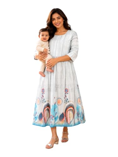 Image of RITIJYA Zipless Feeding Kurta Dress for Women | Maternity Nursing Kurti, No-Zip Easy Access | Extra Pleats Pre to Post Pregnancy | Quick-Dry Fabric | S-4XL