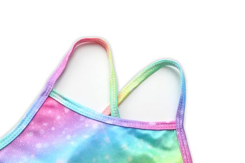 Image of iLover Girls Sparkle One Piece Swimsuits Crossback Swimwear Beach Bathing Suit with Adjustable Strap 4-10 Years