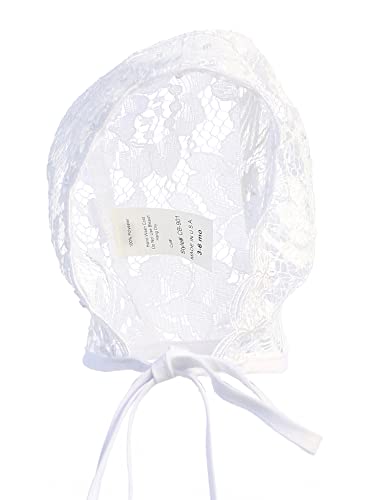 Made in USA Baby Christening Bonnet for Baby Girl - Baby Lace Hat - White Baby Bonnet Newborn for Baptism - Accesorios Niña3