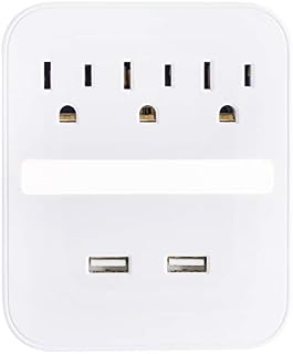 GE Pro USB Charging Surge Protector with Light Sensing Night Light, 3 Outlets