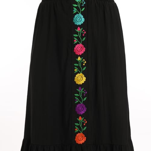 Women Mexican Dress Floral Embroidered Traditional Fiesta Dresses Summer V-Neck Short Sleeve Cinco De Mayo Outfits4