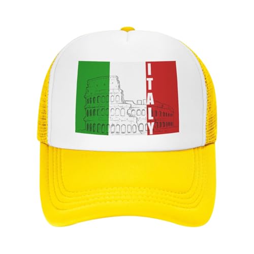 Roman Colosseum Italian Flag Trucker Hat Snapback Mesh Baseball Cap Unisex2