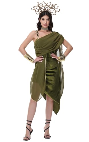 Image of Ulalaza Women's Cosplay Costume Cleopatra Greek Goddess Ancient Roman Warrior Uniform Outfit for Halloween Party