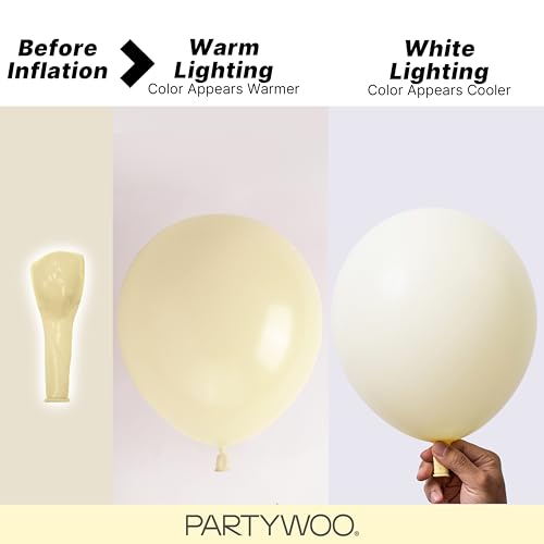 Image of PartyWoo Pastel Yellow Balloons 140pcs Different Sizes of 18 12 10 5 Inch Small Mini Light Pale Yellow Balloon Arch Kit Garland for Baby Shower Easter Birthday Party Decorations Yellow-Q07