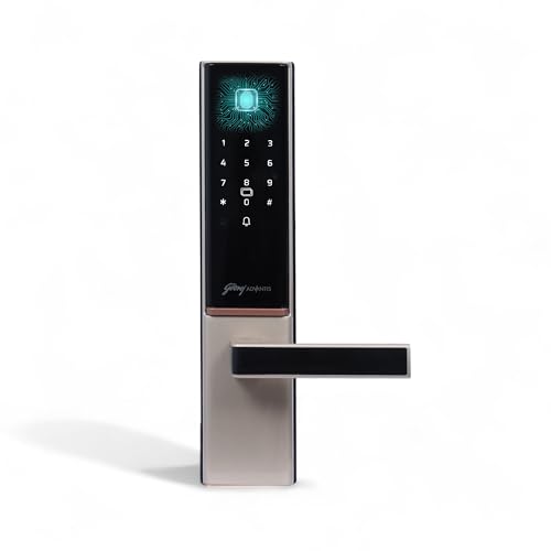Image of Godrej Smart Lock | The Only 7 in 1 NFC Digital Lock with Scheduled Biometric Access | VDP Compatible | Wooden Door in Home & Offices | Vegas Gold | 3 Yrs Warranty | Made in India | Free Installation