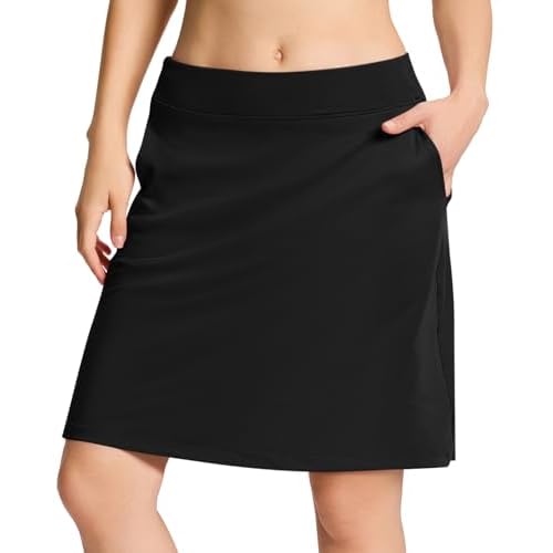 Yogipace Women’s 4 Pockets UV Protection 20″ Modest Knee Length Skirt Athletic Golf Tennis Skort