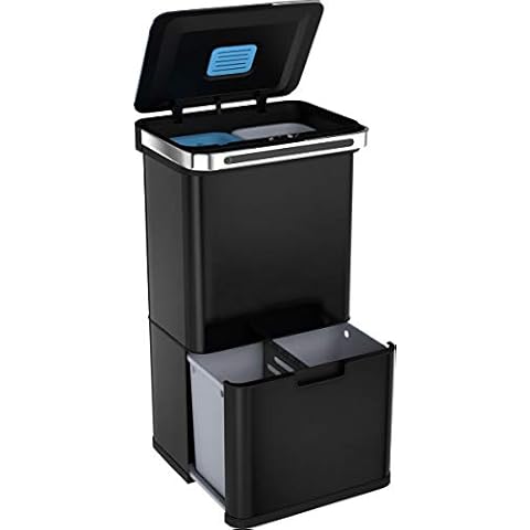 STANGVOLLBY Mülleimer mit Sensor 60L Halden | 3 oder 4 Fächer | Edelstahl Smart Bin | Küche Abfalleimer Bewegungssensor | Mülltrennsystem Elektrisch | Automatischer Deckel Cover