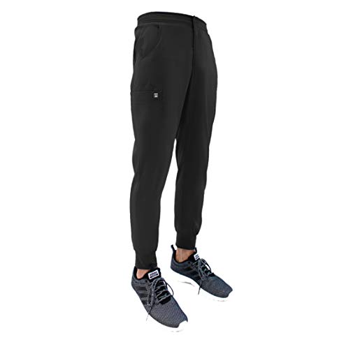 Maevn Matrix Men's Half Elastic Waistband Jogger Scrub Pant (X-Large, Black) #TOP21