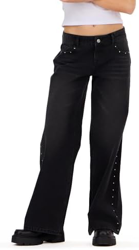 Forever 21 Women's Low Rise Wide Leg Denim Pant wi...