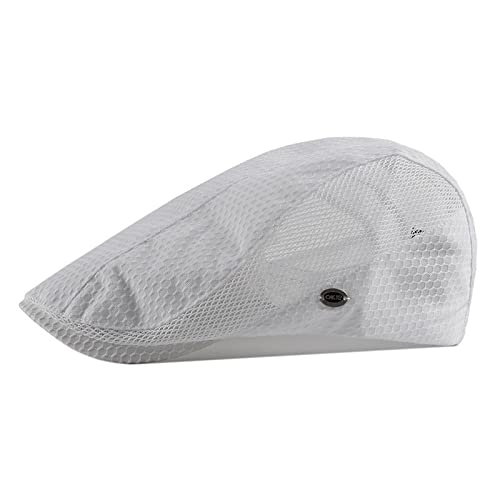 QBQZXAOSOWH Gorra De Malla Transpirable Retro para Hombre Gorra Plana Visera De Pico De Pato Ajustable Gorra Clásica con Visera Tamaño Adulto (55-60 Cm) Color Blanco Cover