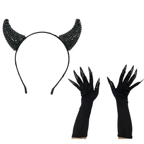 TRHEEE Diadema de cuerno de Halloween, diseño de orejas de animales, diadema para festivales y peinados creativos
