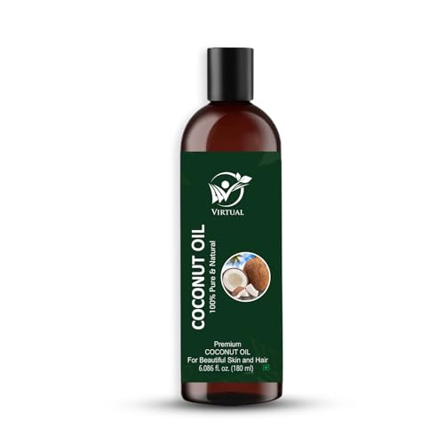 Image of Coconut Essential Oil 180ml Pure Natural Cold Pressed Oil for Hair Care Skin Moisturizing Body Massage Aromatherapy Multipurpose Carrier Oil for Dry Skin and Hair Nourishment