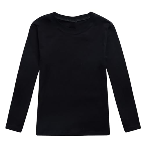 Girls Athletic Long Sleeve Shirts Cotton Soft Undershirt Tops Casual Crewneck T-Shirt Solid Color Tees Fall Clothes