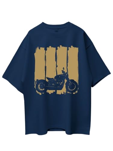 Image of T-Shirt for Men - 100% Cotton Ladakh Motorcycle Rider Half Sleeve Round Neck Graphic Print | Regular & Oversized Fit | 180 /220 GSM | S-5XL | Black, Navy Blue, Olive, Red, White